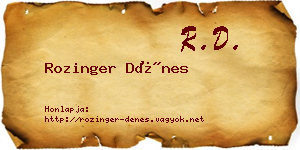 Rozinger Dénes névjegykártya